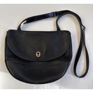 Fossil Black Leather Crossbody Messenger Bag